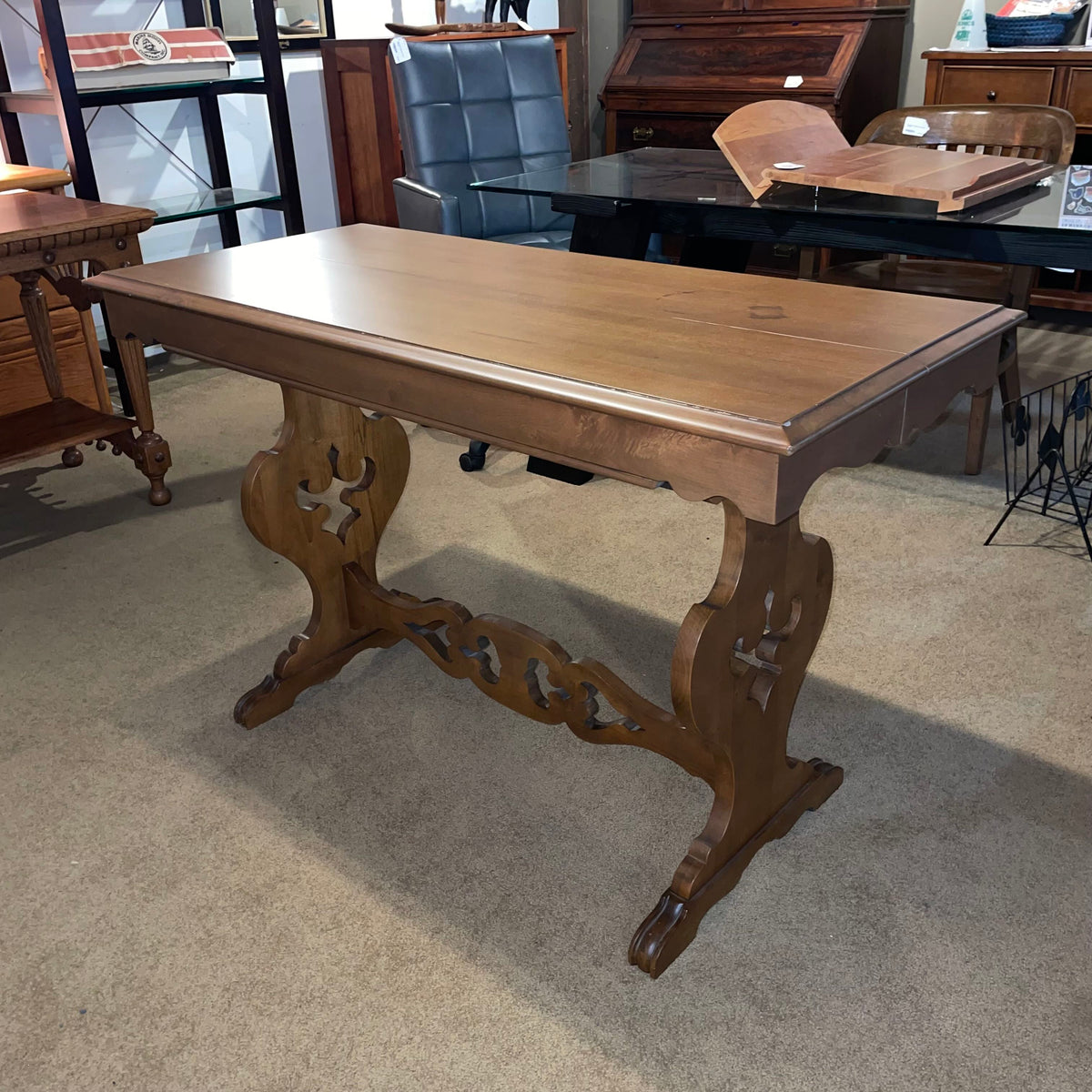 Butterfly Leaf Curved Trestle Console Table AS IS C CONSOLE TABLES