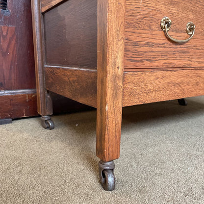 Vintage Oak 5 Drawer Dresser w Trim Detail *Key At Desk* C HIGHBOYS