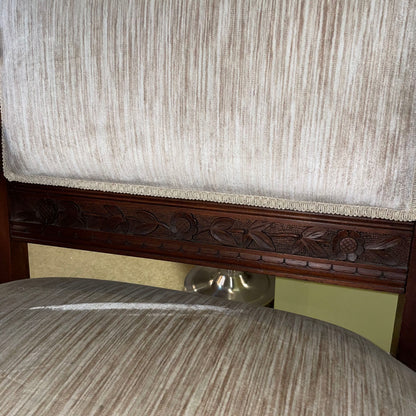 Antique Eastlake Carved Armchair with Striated Velvet Fabric U ACCENT CHAIRS