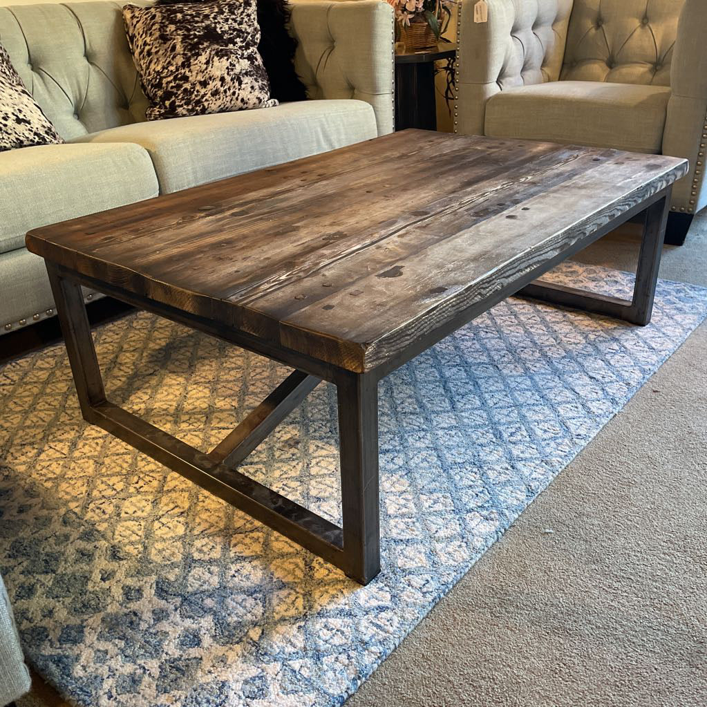 RH Reclaimed Wood & Steel Coffee Table