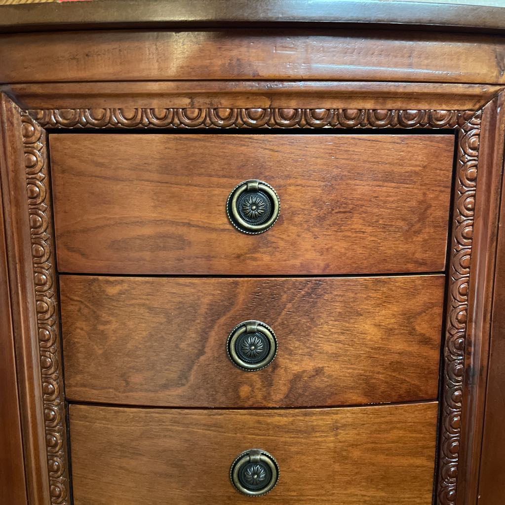 6 Tier Wooden Green Velvet Standing Jewlery Chest C CABINETS