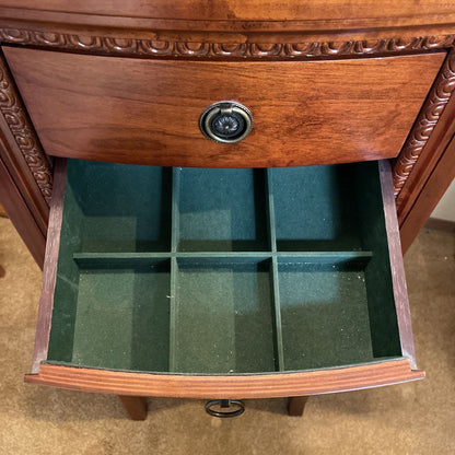 6 Tier Wooden Green Velvet Standing Jewlery Chest C CABINETS