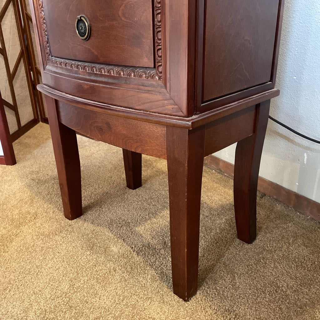 6 Tier Wooden Green Velvet Standing Jewlery Chest C CABINETS