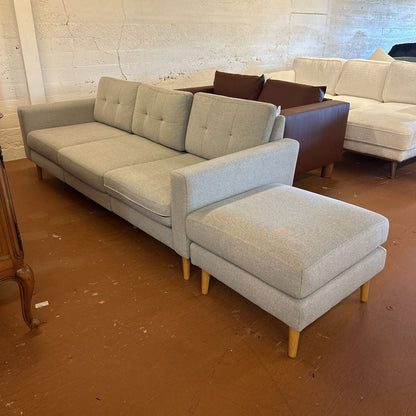 The Nomad Sofa with Ottoman in Crushed Gravel