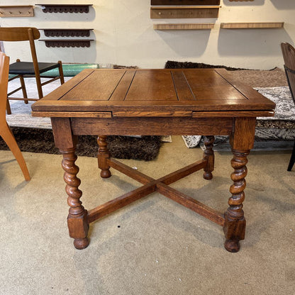 Antique Oak Turned Leg Expanding Dining Table AS IS