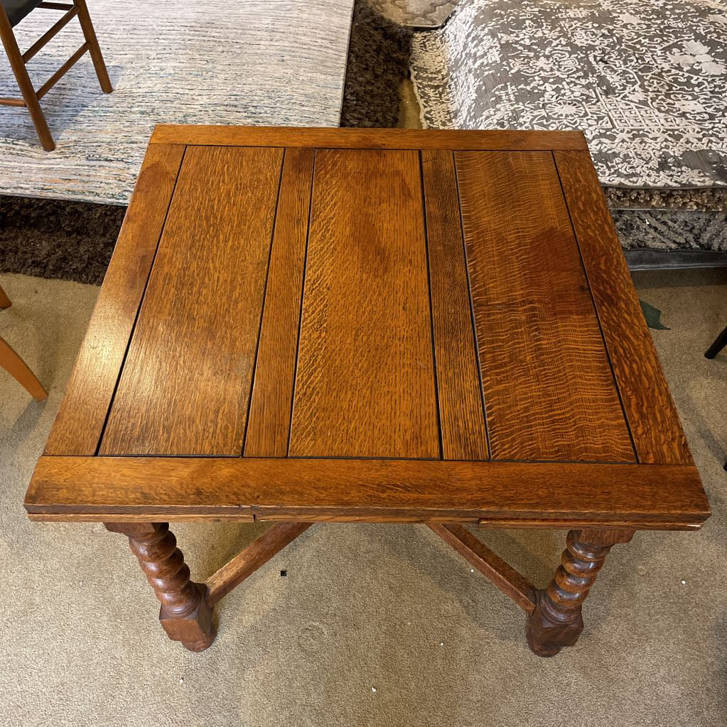 Antique Oak Turned Leg Expanding Dining Table AS IS