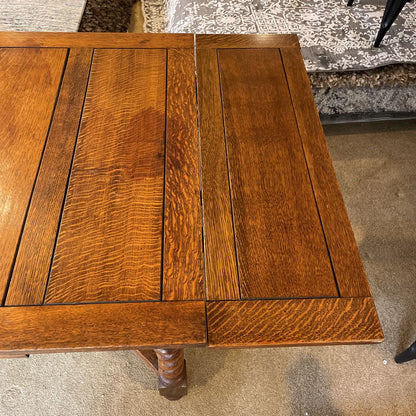 Antique Oak Turned Leg Expanding Dining Table AS IS