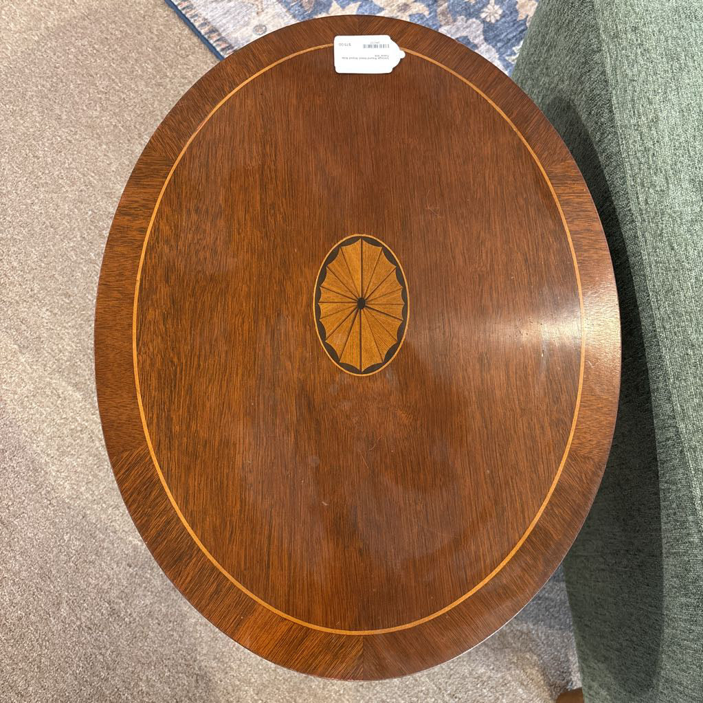 Vintage Round Inlaid Wood Side Table C SIDE TABLES
