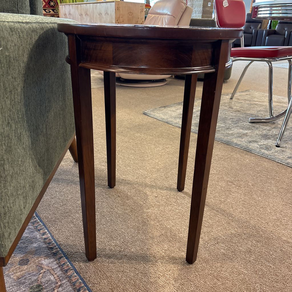 Vintage Round Inlaid Wood Side Table C SIDE TABLES
