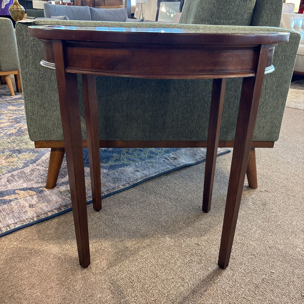 Vintage Round Inlaid Wood Side Table C SIDE TABLES