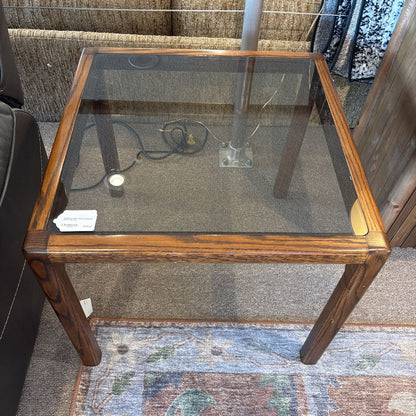 Traditional Side Table w/Smoked Glass Top C SIDE TABLES