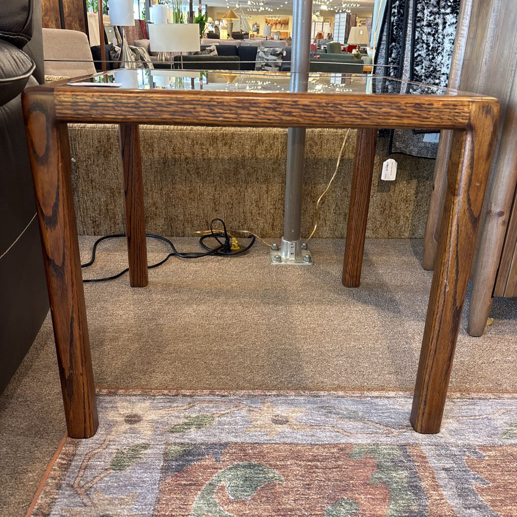 Traditional Side Table w/Smoked Glass Top C SIDE TABLES
