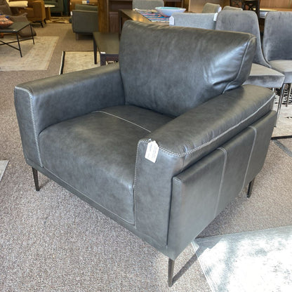 Charcoal Leather Accent Chair