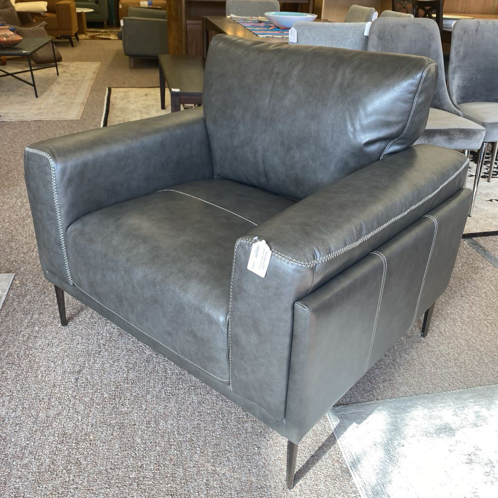 Charcoal Leather Accent Chair U ACCENT CHAIRS