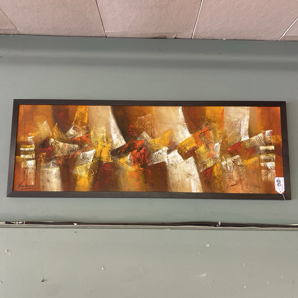 MCM Style Signed Orange Abstract Painting