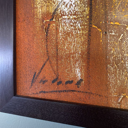 MCM Style Signed Orange Abstract Painting
