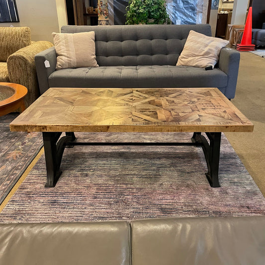 Rustic Industrial Parquet Wood Coffee Table C COFFEE TABLES