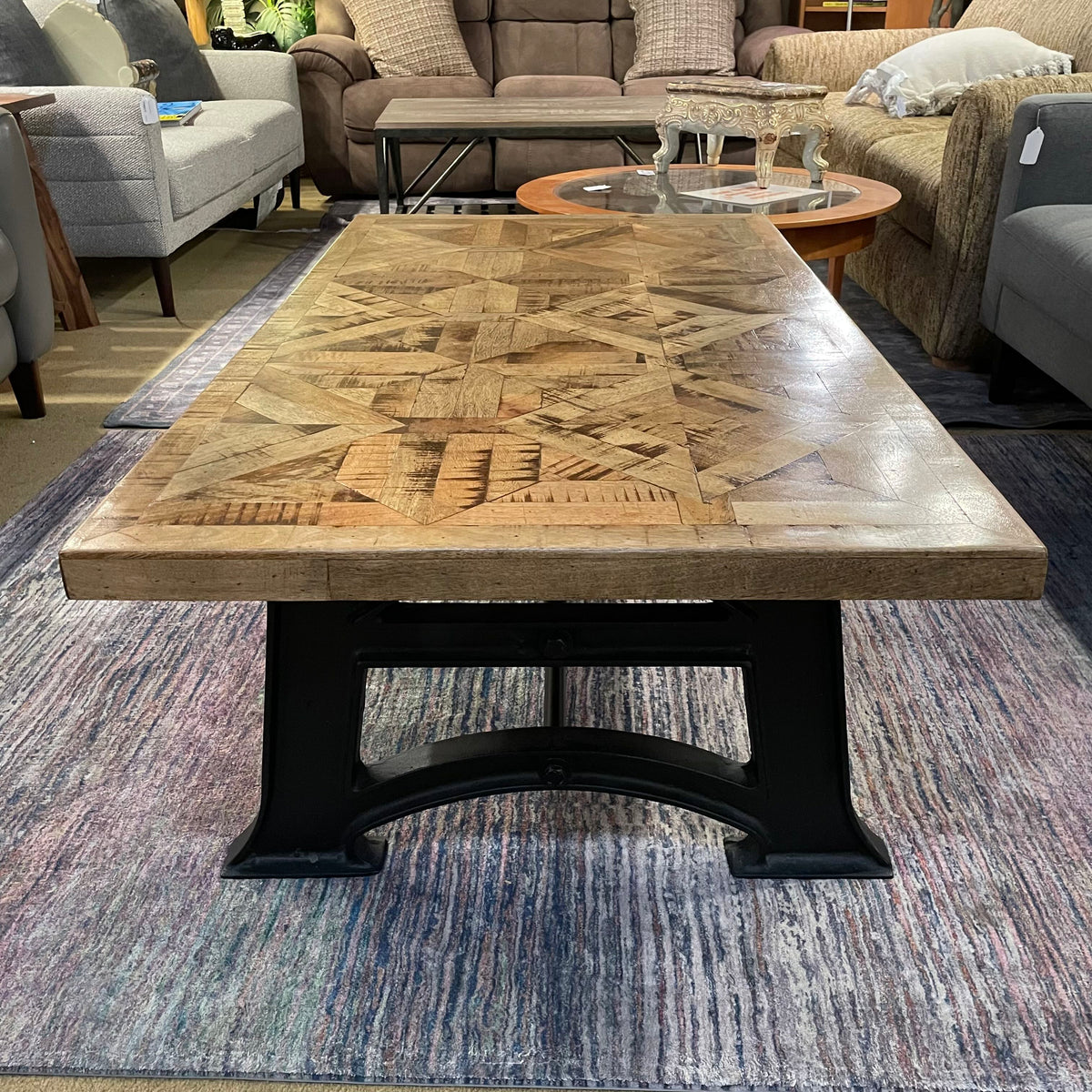 Rustic Industrial Parquet Wood Coffee Table C COFFEE TABLES