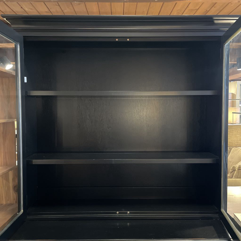 Pottery Barn Black Hutch w/ Glass Doors