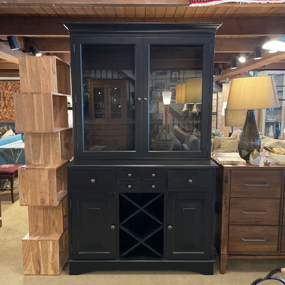 Pottery Barn Black Hutch w/ Glass Doors