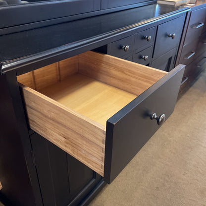 Pottery Barn Black Hutch w/ Glass Doors