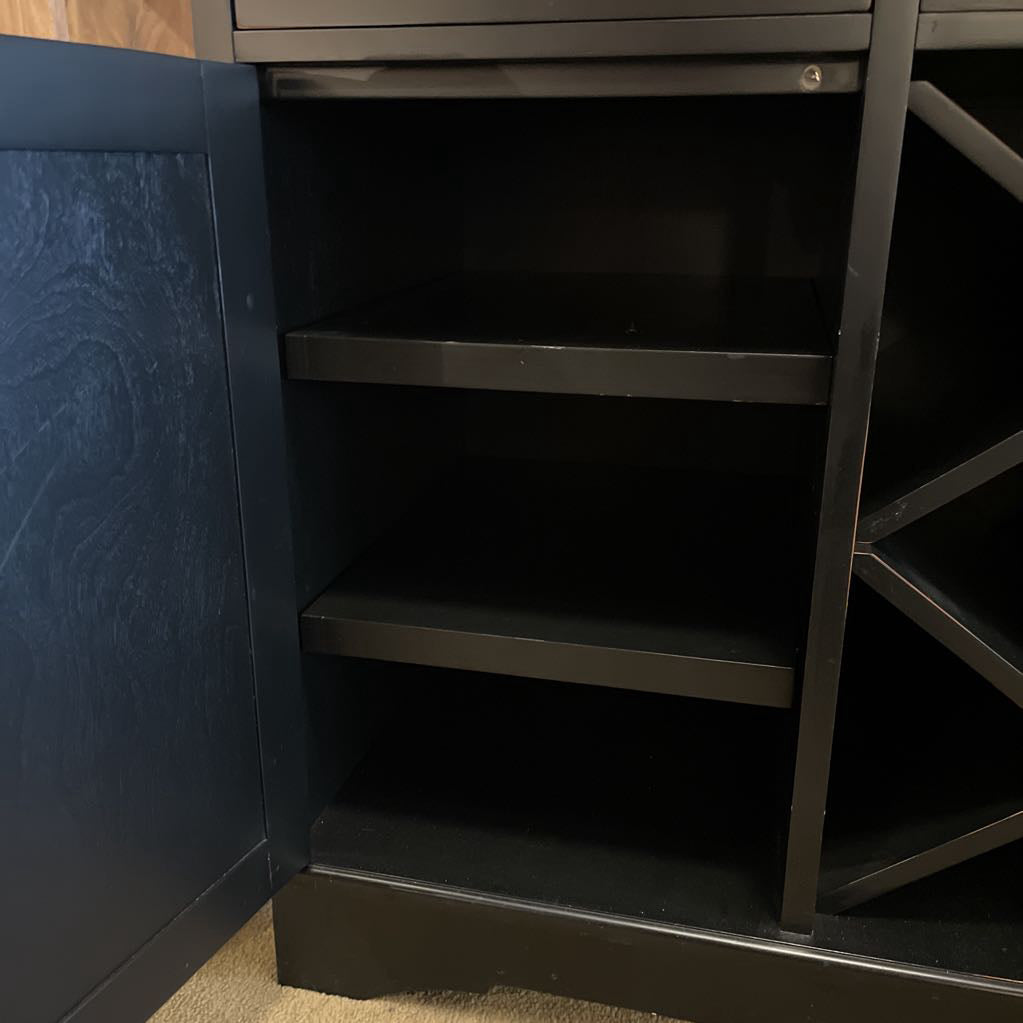 Pottery Barn Black Hutch w/ Glass Doors