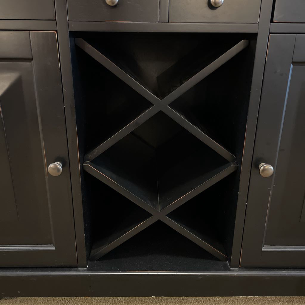 Pottery Barn Black Hutch w/ Glass Doors