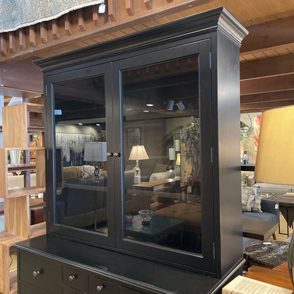 Pottery Barn Black Hutch w/ Glass Doors