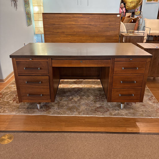 Vintage MCM 6 Drawer Executive Desk C DESKS