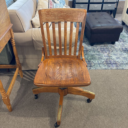 Vintage Oak Wheeled Office Chair