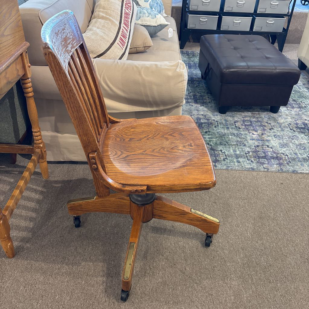 Vintage Oak Wheeled Office Chair