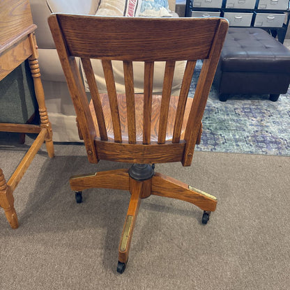 Vintage Oak Wheeled Office Chair