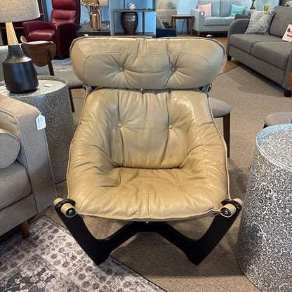 Scandinavian Designs Beige Leather Accent Chair