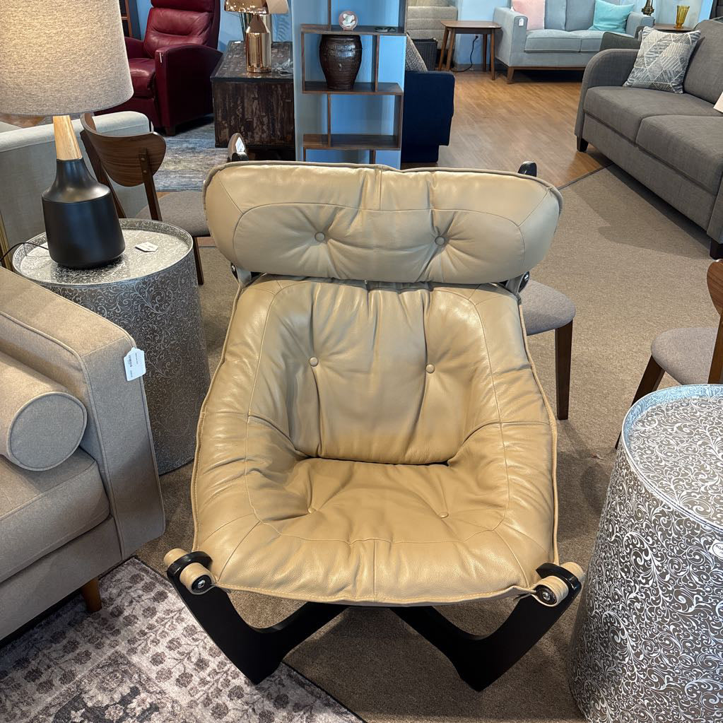 Scandinavian Designs Beige Leather Accent Chair