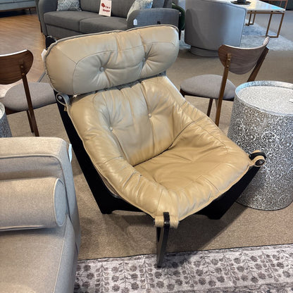 Scandinavian Designs Beige Leather Accent Chair