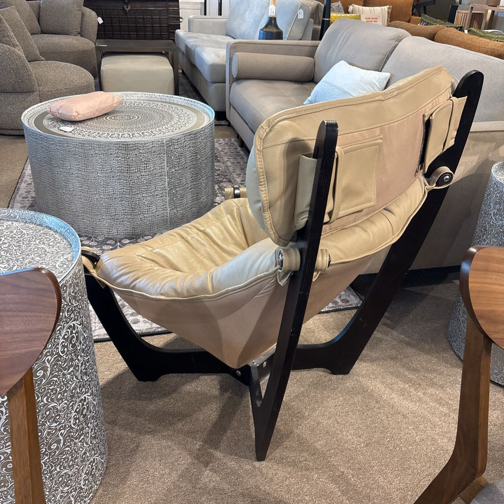 Scandinavian Designs Beige Leather Accent Chair