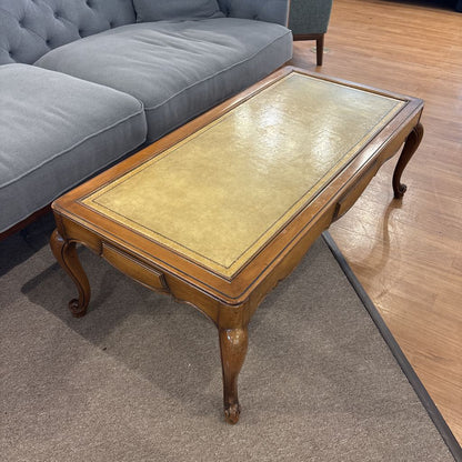 1960's French Louis XV-Style Leather Top Coffee Table