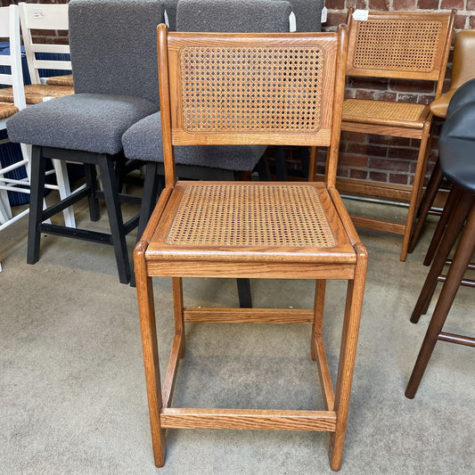 Oak Rattan Seat Barstool C STOOLS