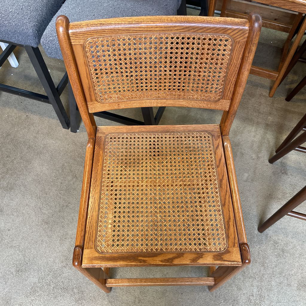 Oak Rattan Seat Barstool C STOOLS