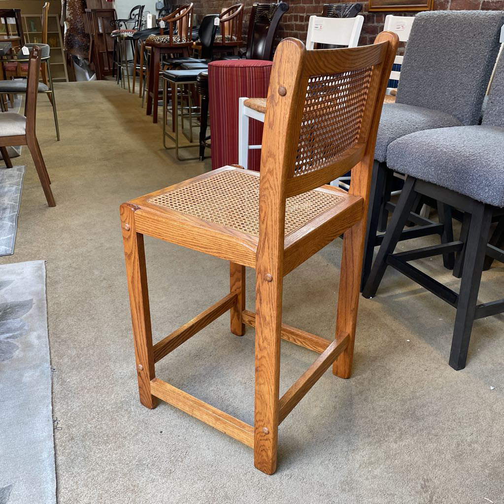 Oak Rattan Seat Barstool C STOOLS