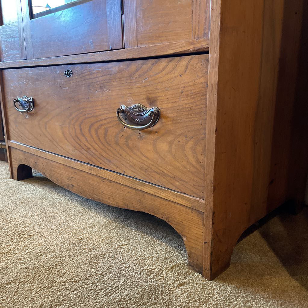Tall One Drawer Armoire w/ Mirror Door and Key @ Desk