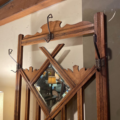 Vintage Hall Tree w/ Mirrors and Tile