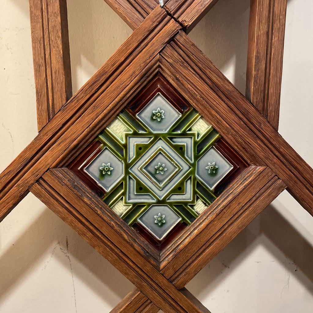 Vintage Hall Tree w/ Mirrors and Tile