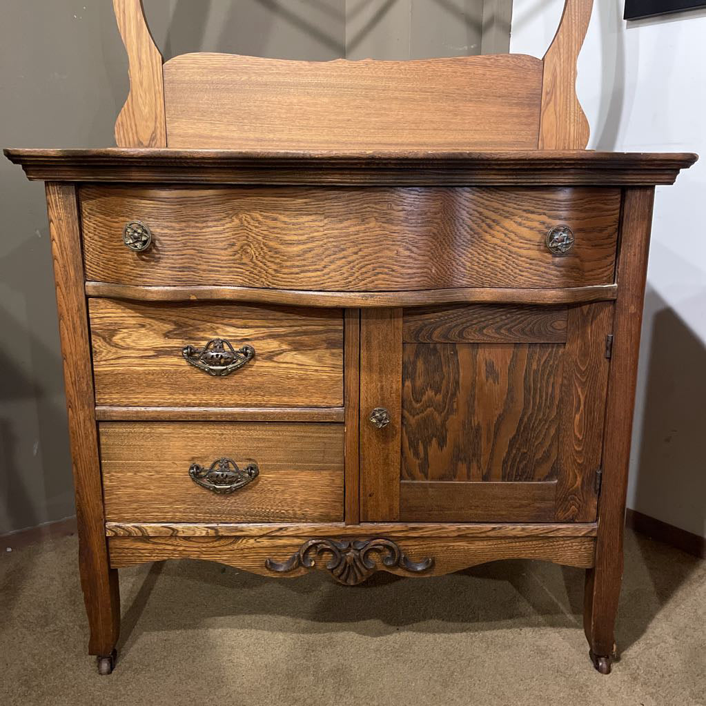 Vintage Oak 3 Drawer 1 Door Washstand