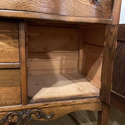 Vintage Oak 3 Drawer 1 Door Washstand