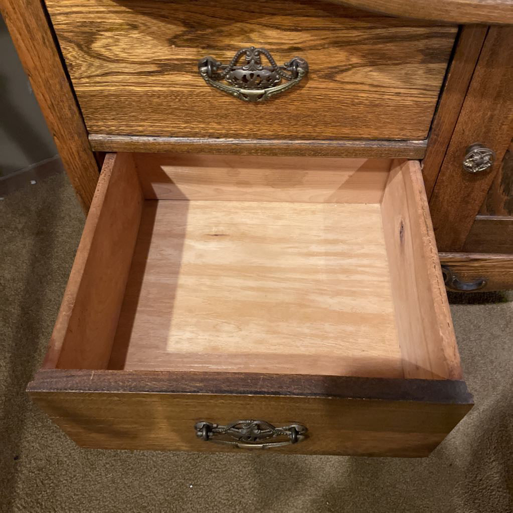 Vintage Oak 3 Drawer 1 Door Washstand