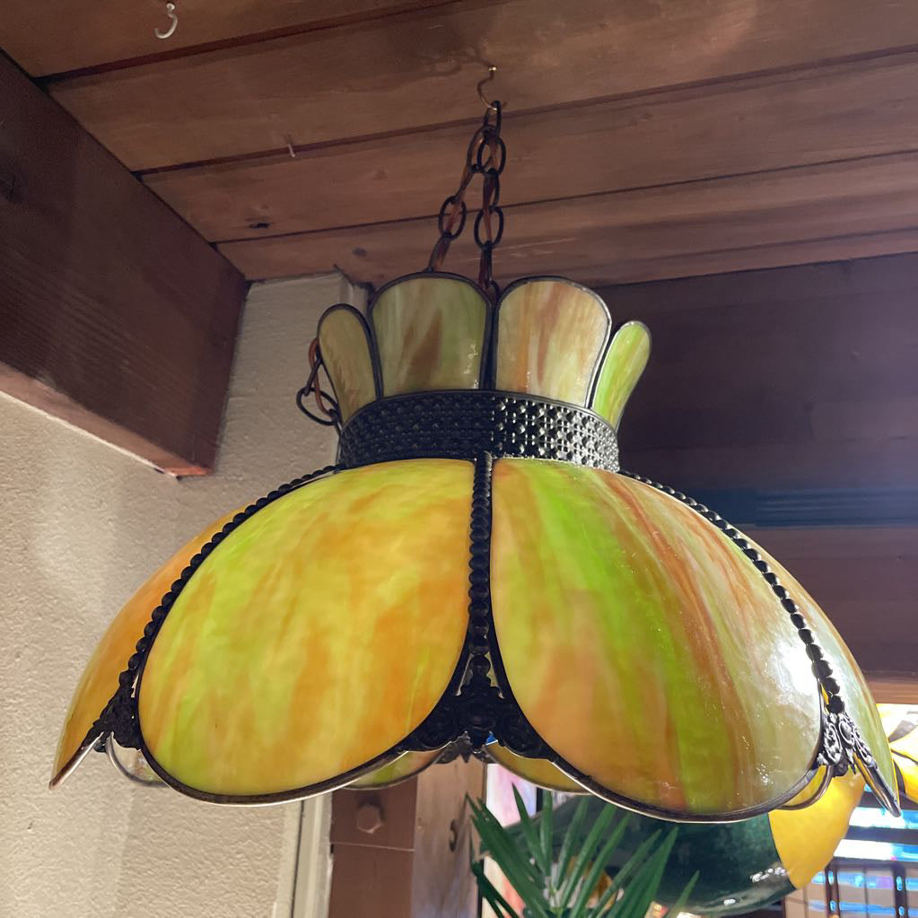 Green/Orange Stained Glass Hanging Light LAMPS