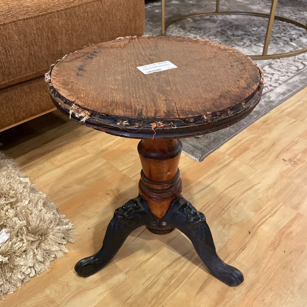 Antique Adjustable Piano Stool Glass Top Table Conversion C SIDE TABLES