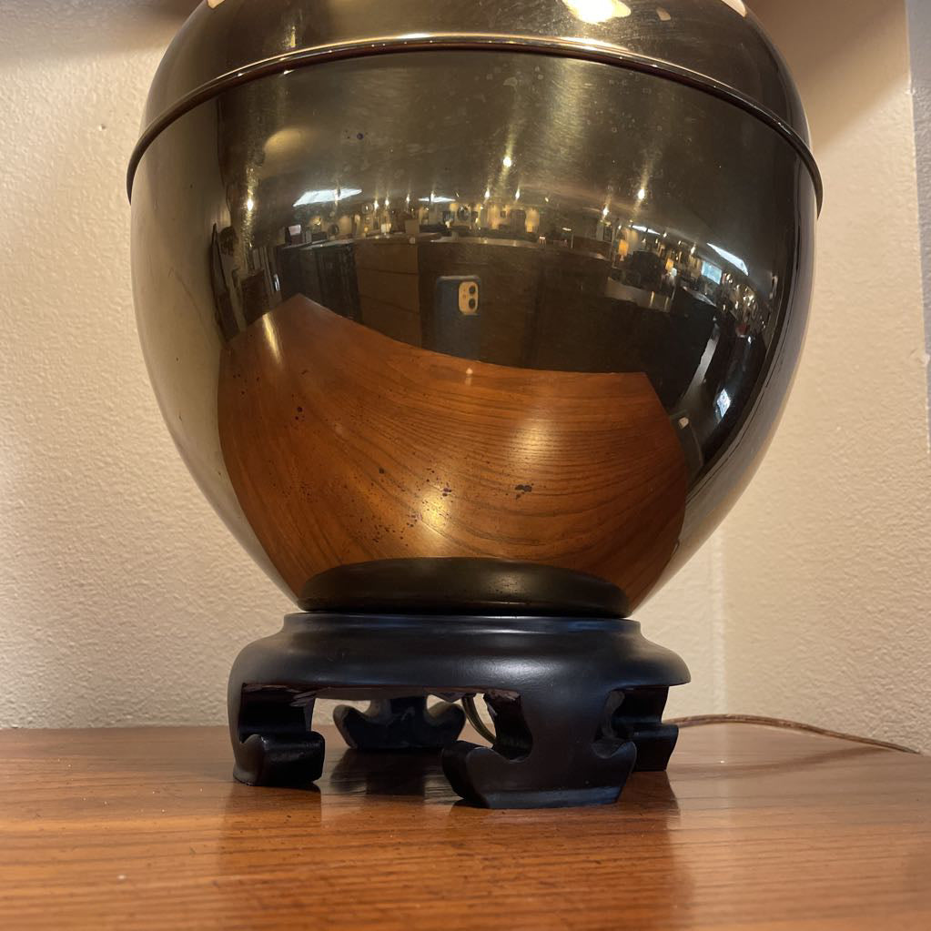 Brass Ginger Jar Lamp w/ Floral Shade LAMPS