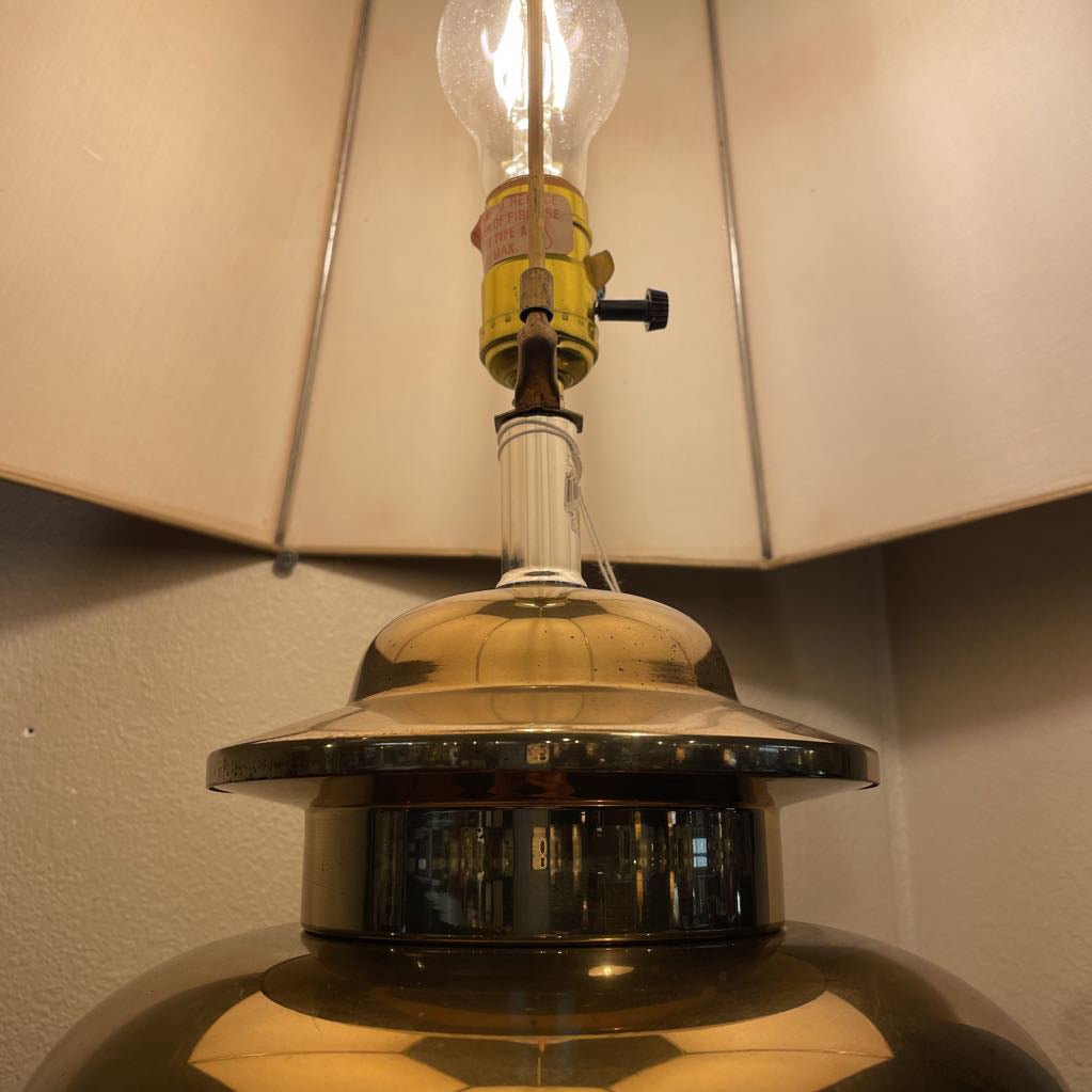 Brass Ginger Jar Lamp w/ Floral Shade LAMPS